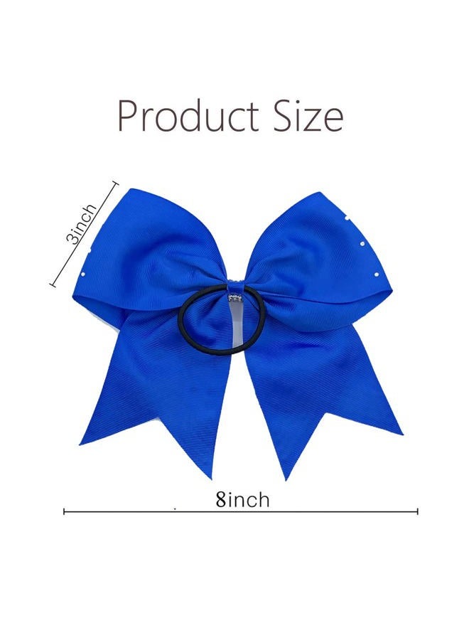 Hipcheer 12PCS 8" Rhinestones Large Cheer Hair Bows for Girls, Hand-made Grosgrain Ribbon Hair Accessories for Teen Girls Softball Cheerleader Sport (Blue) - Image 5
