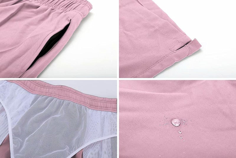Tyhengta Men's Stretch Swim Trunks Quick Dry Beach Shorts with Zipper Pockets and Mesh Lining Dusty-Pink 32 - Image 4
