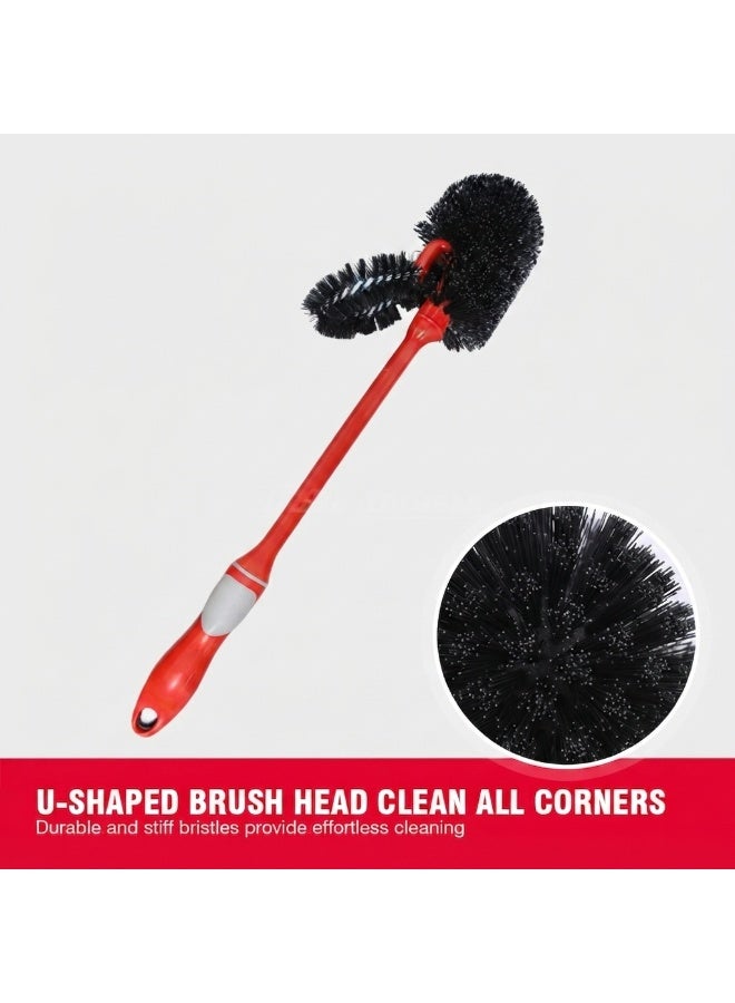 CEPILLO Toilet brush with holder set | Compact Round Design | Clears Clogged Toilets and drains | Ideal for Home & Office Use - Red/Black CP619 - Image 4
