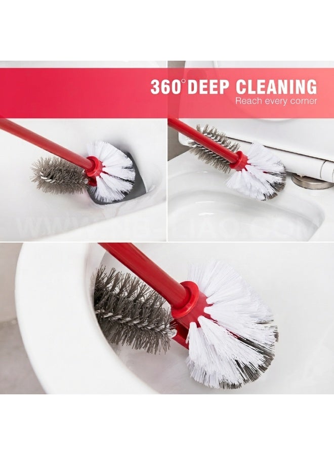 CEPILLO Toilet brush with holder set | Compact Round Design | Clears Clogged Toilets and drains | Ideal for Home & Office Use - Red/Black CP619 - Image 5