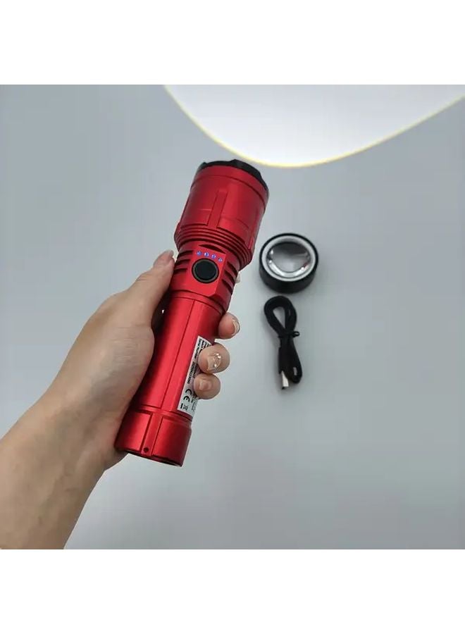 Bc Red Aluminum Alloy Handheld Flashlight Extendable Zoomable 5000mAh Type C Charging Portable Strap - Image 3