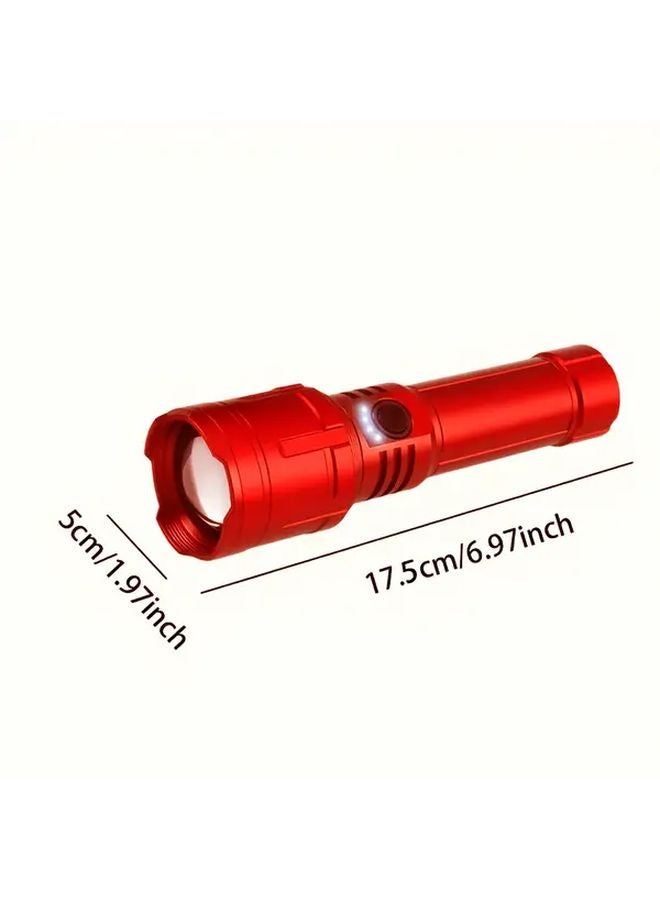 Bc Red Aluminum Alloy Handheld Flashlight Extendable Zoomable 5000mAh Type C Charging Portable Strap - Image 4