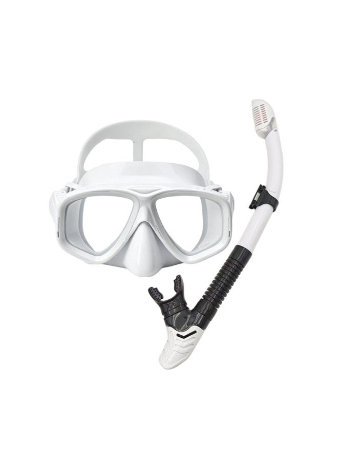 Whale Adult 2-in-1 Snorkeling Set with Diving Mask and Full Dry Snorkel, Prescription Lens Compatible, Pure White and Black/White - Image 1