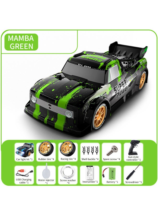 JJRC Explosion 2.4g Short Card Drift Racing Car Brushless Power Car Model Children's Toy Remote Control Car-Color:Green (English Version)  - Image 1