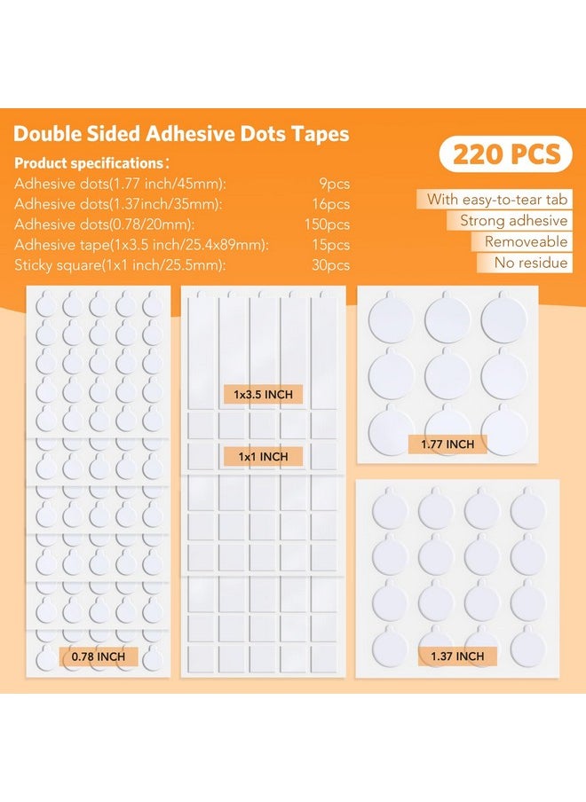 Dapsang Double Sided Tape For Walls, 220 Pcs Sticky Tack Dots Removable Mounting Putty Clear Adhesive Strips With Tear Tabs No Damage Trace For Hanging Picture Poster Decorations Art Craft Party Supplies  - Image 2