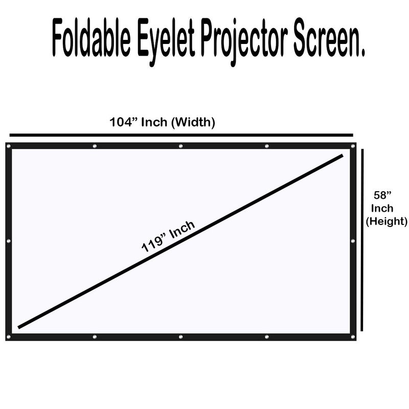 MOIZ 119" Inch Projector Screen Upgraded inch 16:9 HD Portable Eyelet Screen Premium Indoor Outdoor Anti-Crease Projection (104" Inch (W) x 58" Inch (H) - 119" Inch Diagonal) - Image 2