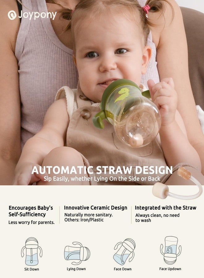 Joypony Sippy Cups for Toddlers 1-3, Spill Proof Weighted Straw Cup with Handle for Baby 6 Months + old, 2 Silicone Straws, PPSU, BPA Free, 9 oz (Green) - Image 5