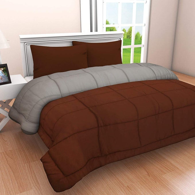 MICROFIBER 200TC COMFORTER SINGLE_COFFEE GREY