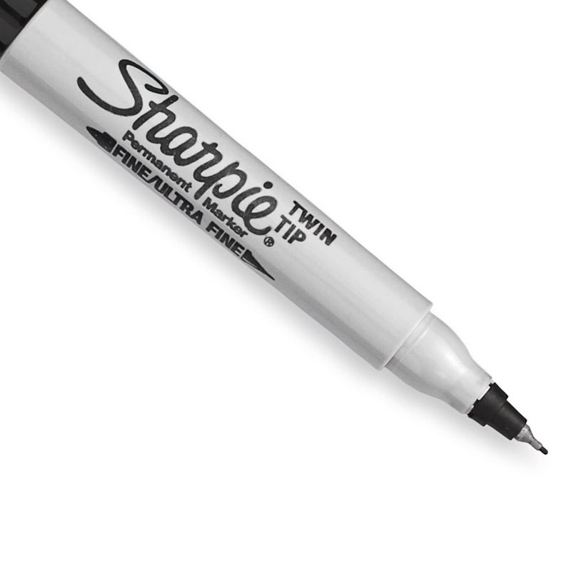 Sharpie Twin Tip Permanent Markers, Fine and Ultra Fine, Black, 4 Count - Image 5