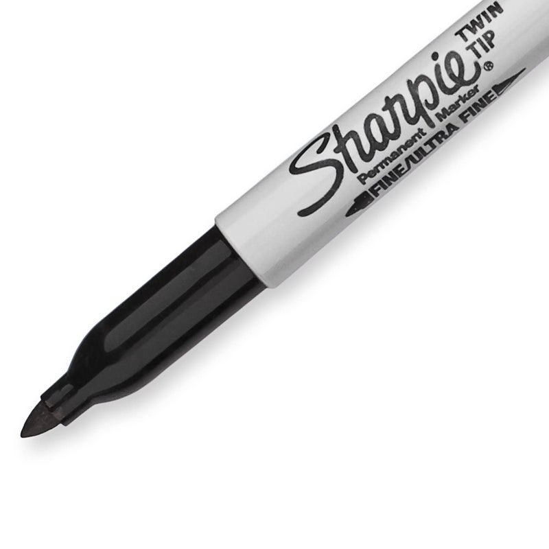 Sharpie Twin Tip Permanent Markers, Fine and Ultra Fine, Black, 4 Count - Image 4