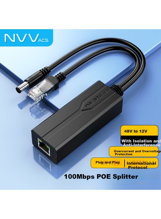 Nvv 100mbps Poe Splitter Isolated Power Module 1-to-2 48v To 12v 1.2a Fully Compatible For Surveillance Switch Network Camera Adapter - Image 1