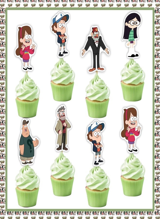 Seyal Gravity Faall Theme Cupcake Toppers Birthday Party - Cartoon Mystery Adventure Cake Decorations - Printed Picks for Cupcakes, Muffins, and Treats - Fun Party Supplies for Boys and Girls - Image 1