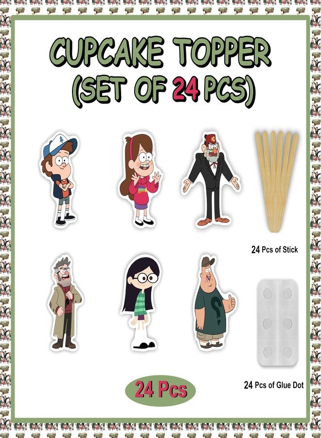 Seyal Gravity Faall Theme Cupcake Toppers Birthday Party - Cartoon Mystery Adventure Cake Decorations - Printed Picks for Cupcakes, Muffins, and Treats - Fun Party Supplies for Boys and Girls - Image 5