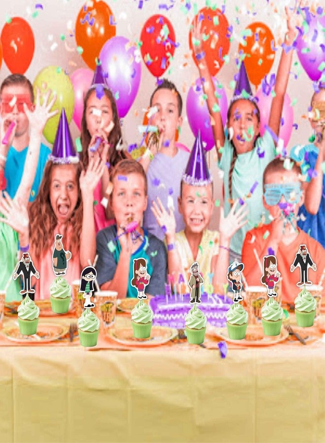 Seyal Gravity Faall Theme Cupcake Toppers Birthday Party - Cartoon Mystery Adventure Cake Decorations - Printed Picks for Cupcakes, Muffins, and Treats - Fun Party Supplies for Boys and Girls - Image 3