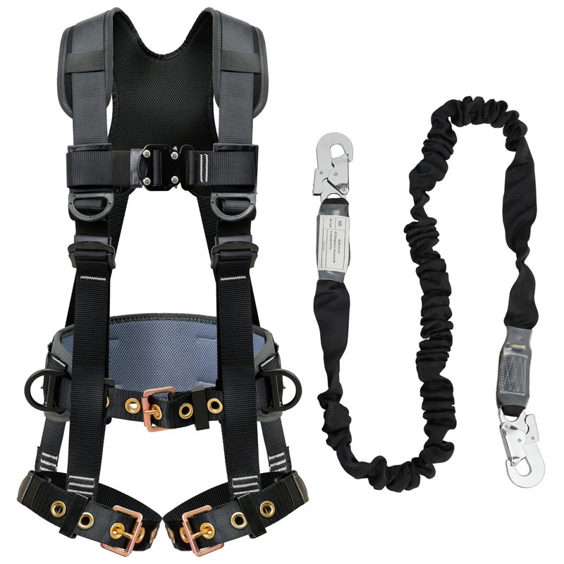 DIJJIG Fall Protection Safety Harnesses Full Body Roofing Construction Harness 5 Point Adjustment Harness Padded Black OSHA/ANSI COMPLIANT - Image 1