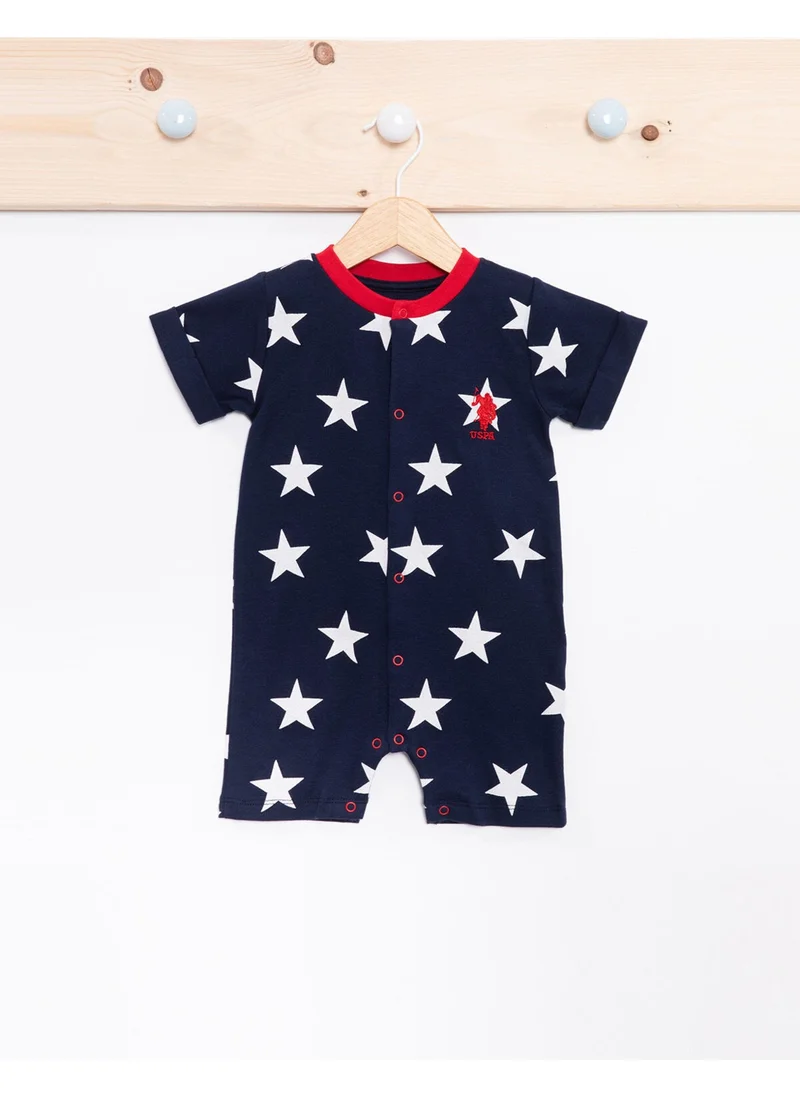 يو اس بولو اسن BASE. Polo Assn. Stars Navy Blue Baby Boy Rompers