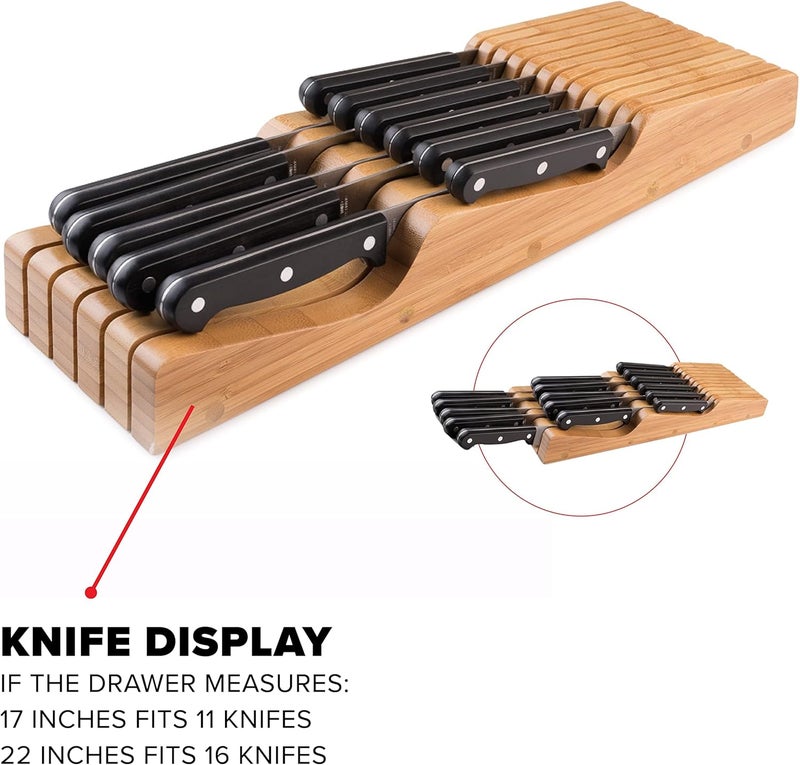 Bellemain 100% Pure Bamboo in Drawer Knife Block, Knife Organizer - Image 4