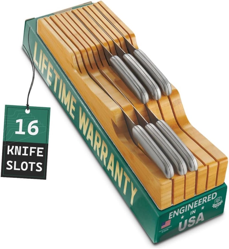 Bellemain 100% Pure Bamboo in Drawer Knife Block, Knife Organizer - Image 1