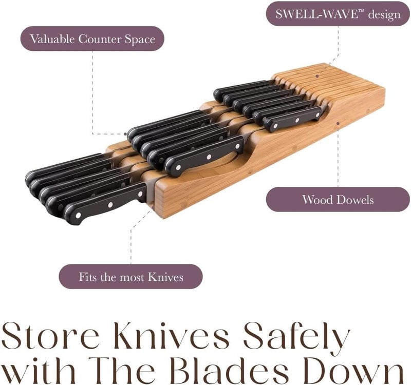 Bellemain 100% Pure Bamboo in Drawer Knife Block, Knife Organizer - Image 3