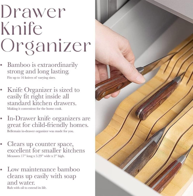 Bellemain 100% Pure Bamboo in Drawer Knife Block, Knife Organizer - Image 2
