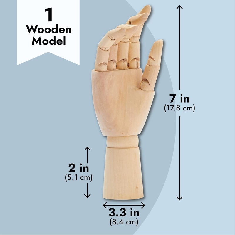 Juvale تمثال يد خشبية بحجم 7 بوصة - نموذج يد يمينية فنية مع أصابع قابلة للتعديل لمستلزمات ممارسة الرسم وعرض المجوهرات وزينة الرسم - Image 5