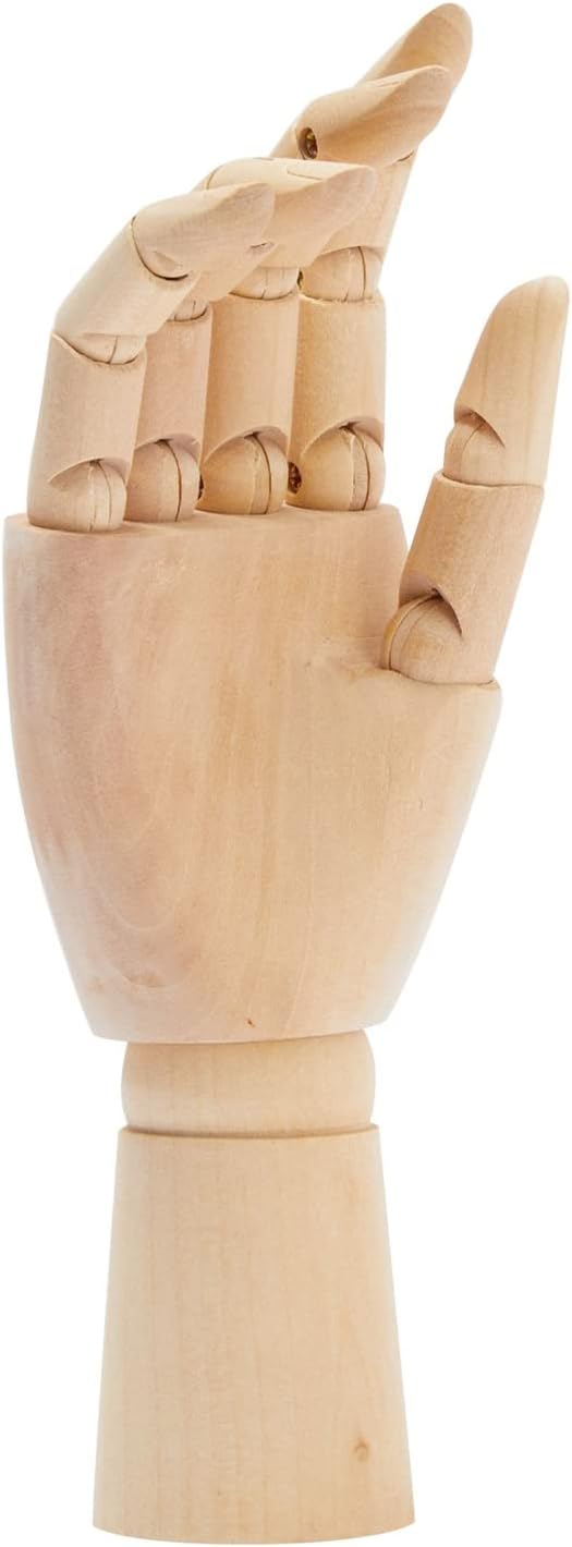 Juvale تمثال يد خشبية بحجم 7 بوصة - نموذج يد يمينية فنية مع أصابع قابلة للتعديل لمستلزمات ممارسة الرسم وعرض المجوهرات وزينة الرسم - Image 1