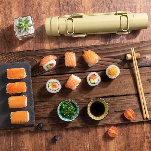 SmileTools Sushi Making Kit, Food Grade Sushi Bazooka, Sushi Roller, Sushi Maker, Sushi Mold for Beginners (Khaki) - Image 5
