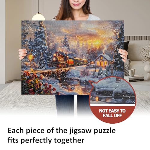 Yunlus Jigsaw Puzzles for Adults 1000 Pieces Christmas Puzzles Impossible Hard Difficult Challenging Puzzles for Adults Snowy Journey Winter Holiday Jigsaw Puzzle 1000 Pieces 28 x 20 inch - Image 5