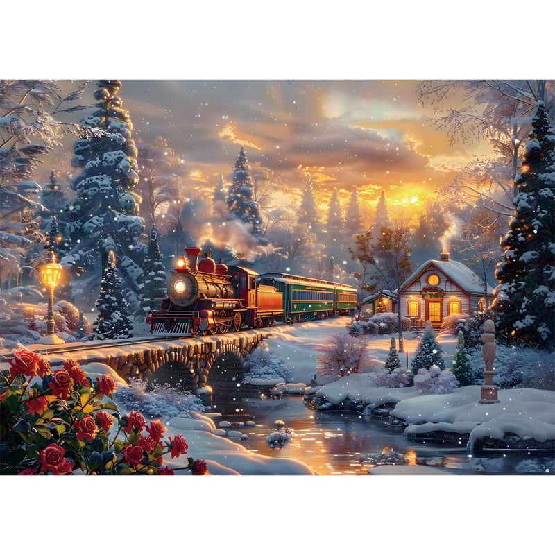 Yunlus Jigsaw Puzzles for Adults 1000 Pieces Christmas Puzzles Impossible Hard Difficult Challenging Puzzles for Adults Snowy Journey Winter Holiday Jigsaw Puzzle 1000 Pieces 28 x 20 inch - Image 3