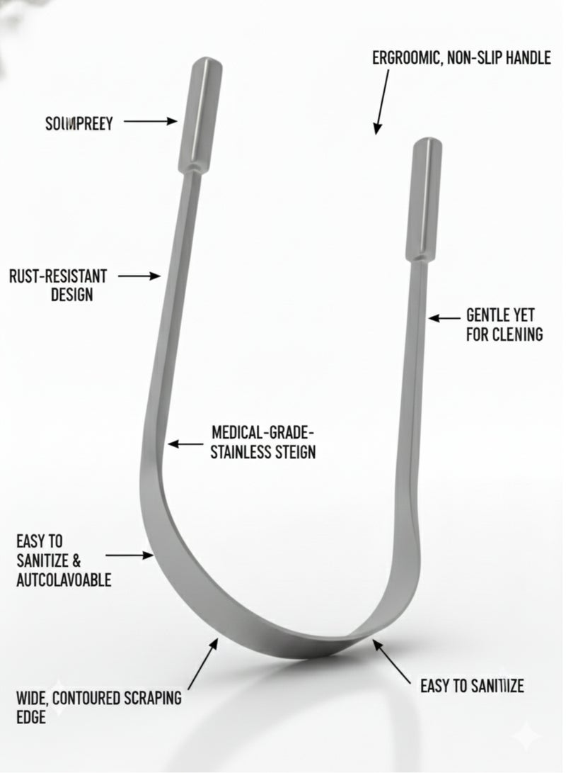 TNM Stainless Steel Tongue Scraper – Tongue Cleaner for Fresh Breath & Oral Hygiene - Image 2
