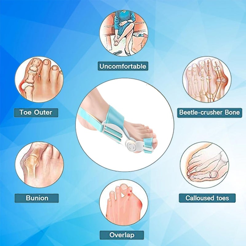 QualiTrue Silicone Toe Separator For Women & Men Bunion Corrector Splint Kit For Toe Straightener And Foot Thumb Support For Pain Relief Orthopedic Tight Fitting Hallux Valgus (Bunion Support 1+1) - Image 2