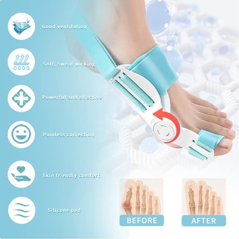 QualiTrue Silicone Toe Separator For Women & Men Bunion Corrector Splint Kit For Toe Straightener And Foot Thumb Support For Pain Relief Orthopedic Tight Fitting Hallux Valgus (Bunion Support 1+1) - Image 3