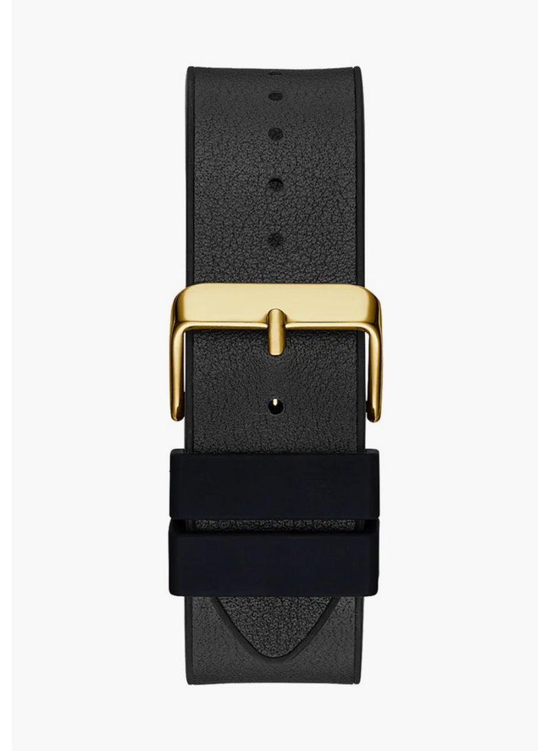 Guess Men's Black Gold Analog Leather Strap Watch - GW0500G1 - Image 4