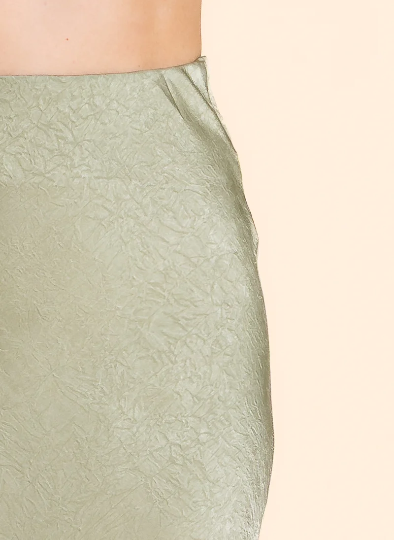 SHAPES TEXTURED MIDI SATIN SKIRT