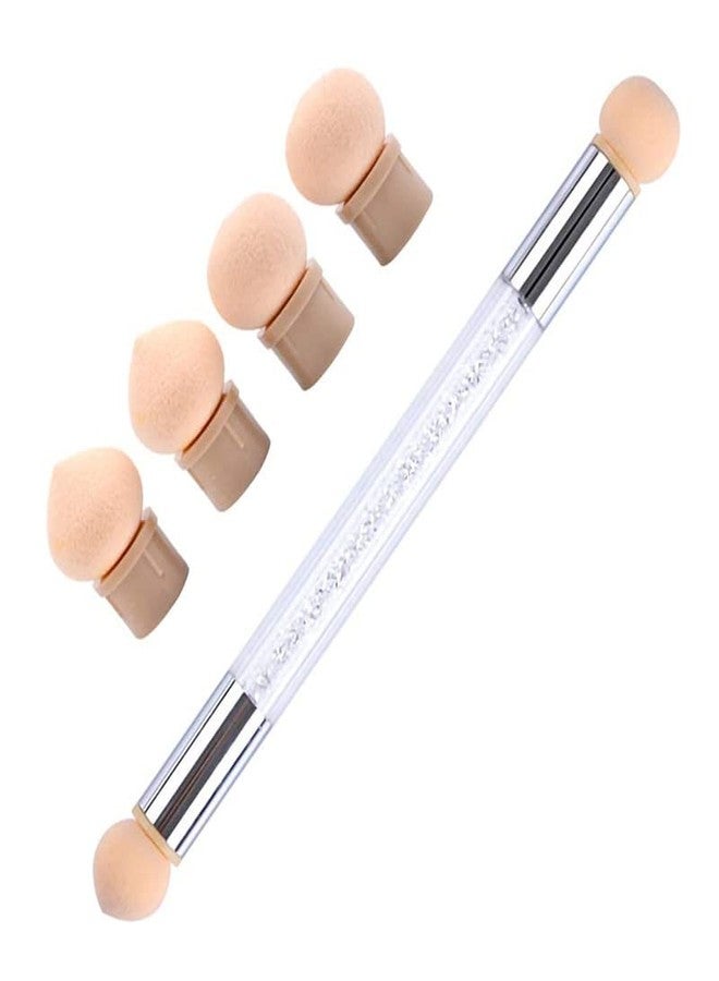 Aishu Sponge Nail Art Tool Pen Dual Head Nail Sponge Brush Picking Dotting Gradient Ombre Nail Pen Brush with 4 Replacement Heads - Image 1