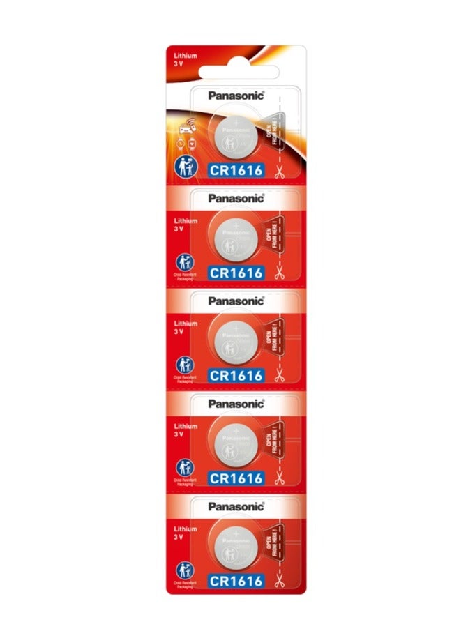 5-Pieces Panasonic CR1616 Lithium 3V Indonesia Batteries