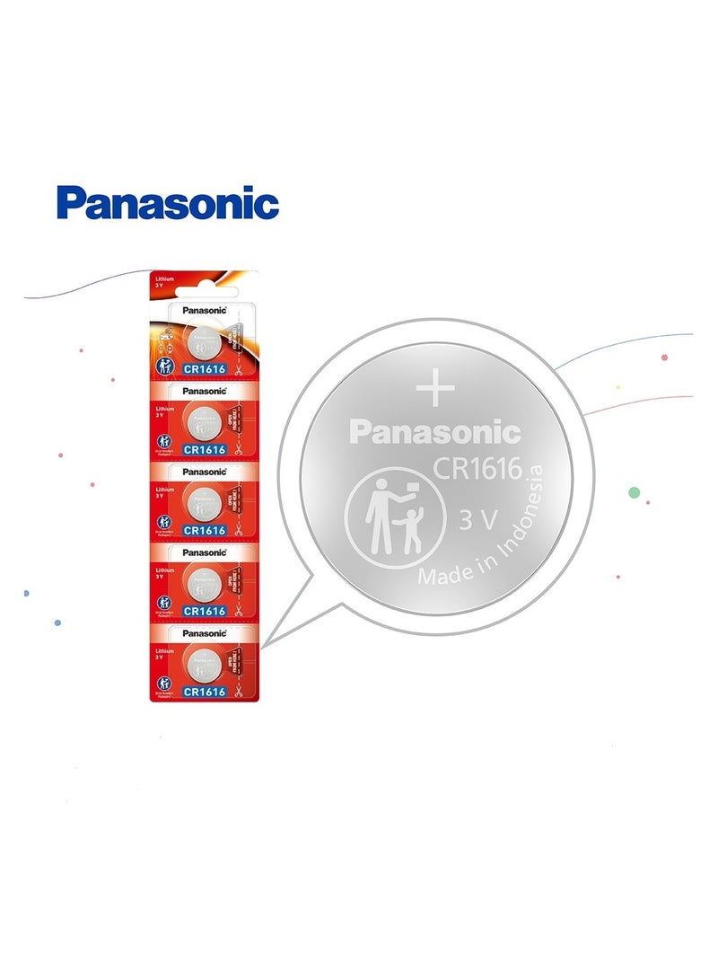 5-Pieces Panasonic CR1616 Lithium 3V Indonesia Batteries