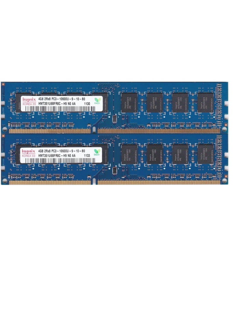 "8GB Kit, 2 × 4GB 240-Pin DIMM, DDR3 PC3-10600U, Dual Rank, Non-ECC RAM Module" - Image 1