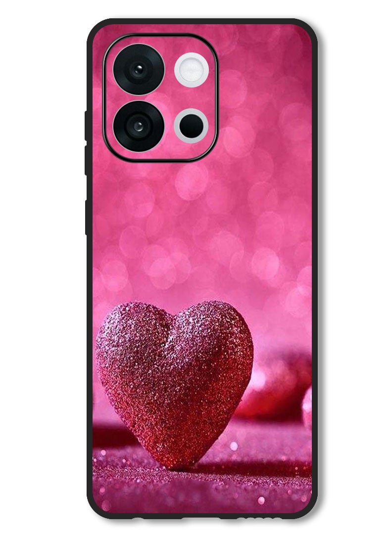 Theodor Case Compatible with OnePlus 13T 6.32 Inch Protection Shockproof Bumper Cover Dark Pink Gliter Heart - Image 1