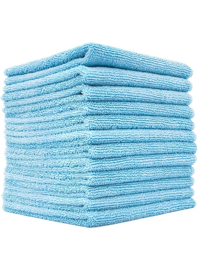 promass - Premium All-Purpose Microfiber Terry Cleaning Towels - Commercial Grade, Highly Absorbent, Lint-Free, Streak-Free, Kitchens, Bathrooms, 365gsm, 12in x 12in, Light Blue (12-Pack) - Image 1