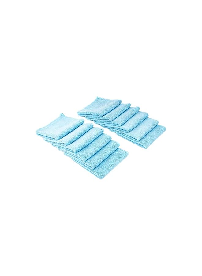 promass - Premium All-Purpose Microfiber Terry Cleaning Towels - Commercial Grade, Highly Absorbent, Lint-Free, Streak-Free, Kitchens, Bathrooms, 365gsm, 12in x 12in, Light Blue (12-Pack) - Image 2