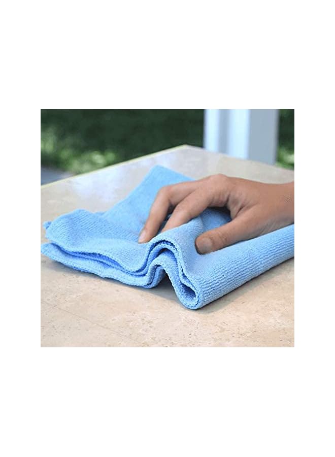 promass - Premium All-Purpose Microfiber Terry Cleaning Towels - Commercial Grade, Highly Absorbent, Lint-Free, Streak-Free, Kitchens, Bathrooms, 365gsm, 12in x 12in, Light Blue (12-Pack) - Image 3