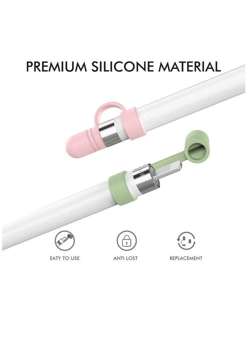 Silicone Cap Cover Replacement for Apple Pencil 1st Gen Anti-Lost Holder 3 Pack White Pink Green  - Image 3