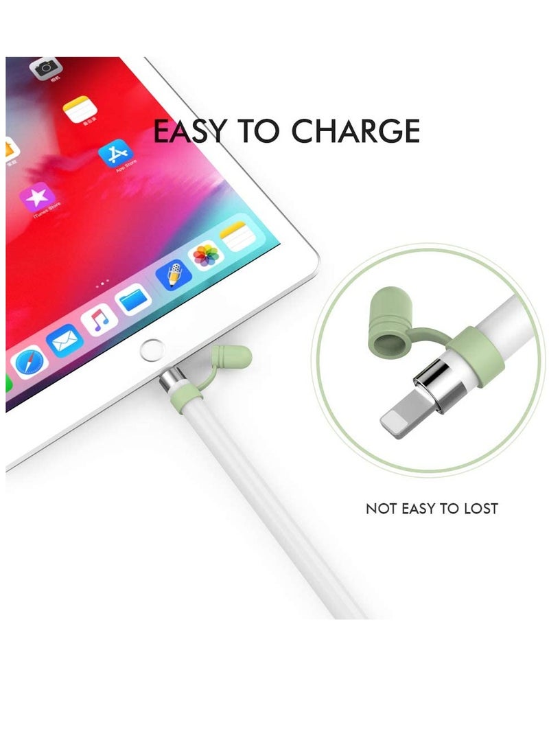 Silicone Cap Cover Replacement for Apple Pencil 1st Gen Anti-Lost Holder 3 Pack White Pink Green  - Image 5