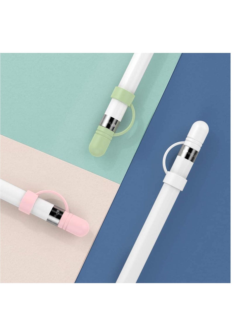 Silicone Cap Cover Replacement for Apple Pencil 1st Gen Anti-Lost Holder 3 Pack White Pink Green  - Image 4