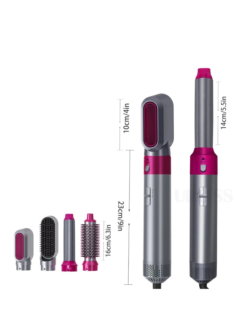 5 in1Hair Curling Wand Curling Iron Roll Brush Hair CombHot Air Brush, Ionic Hair Dryer and Volumizer, Blow Detachable Dryer,Curling Iron Roll Brush Hair Comb Hot Air Brush for Straightening - Image 2