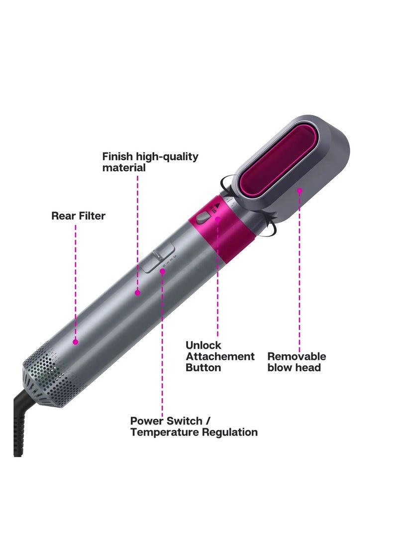 5 in1Hair Curling Wand Curling Iron Roll Brush Hair CombHot Air Brush, Ionic Hair Dryer and Volumizer, Blow Detachable Dryer,Curling Iron Roll Brush Hair Comb Hot Air Brush for Straightening - Image 3