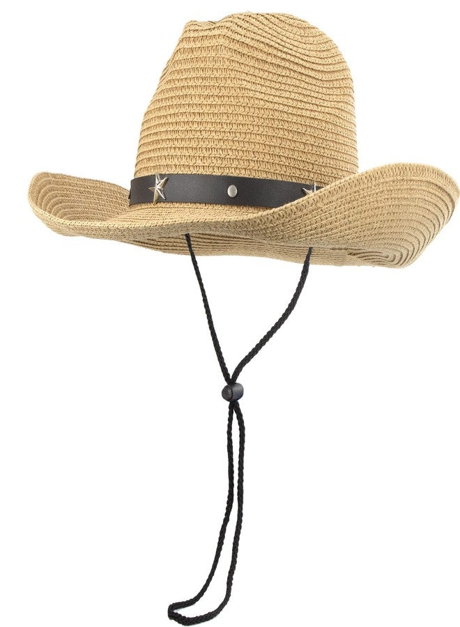Vikodah Straw Western Cowboy Hat for Toddler Girls Boys Summer Sun Hat Western Cowgirl for Kids 2-4Yrs Khaki - Image 1