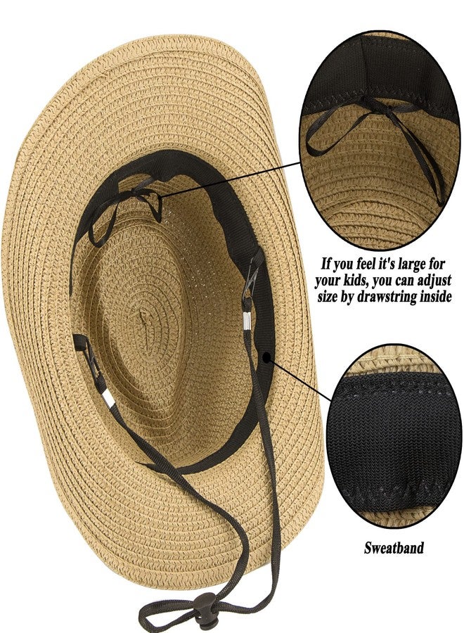 Vikodah Straw Western Cowboy Hat for Toddler Girls Boys Summer Sun Hat Western Cowgirl for Kids 2-4Yrs Khaki - Image 5
