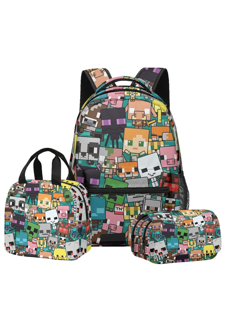 ماين كرافت حقيبة الظهر Minecraft للأطفال والفتيان - حقيبة الظهر مقاومة للماء لمدرسة الألعاب
